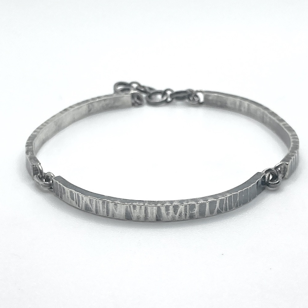 VTG Sterling Brushed Woodgrain Texture Bracelet Adjustable 6.5” - 7.5” / 4mm